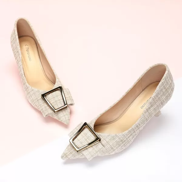 C.Paravano Women's Pump I Pointed Toe Kitten Heel I Closed Toe Low Heel I Comfortable Dress Pump I Leather Wedding Shoes