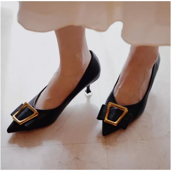 C.Paravano Women's Pump I Pointed Toe Kitten Heel I Closed Toe Low Heel I Comfortable Dress Pump I Leather Wedding Shoes