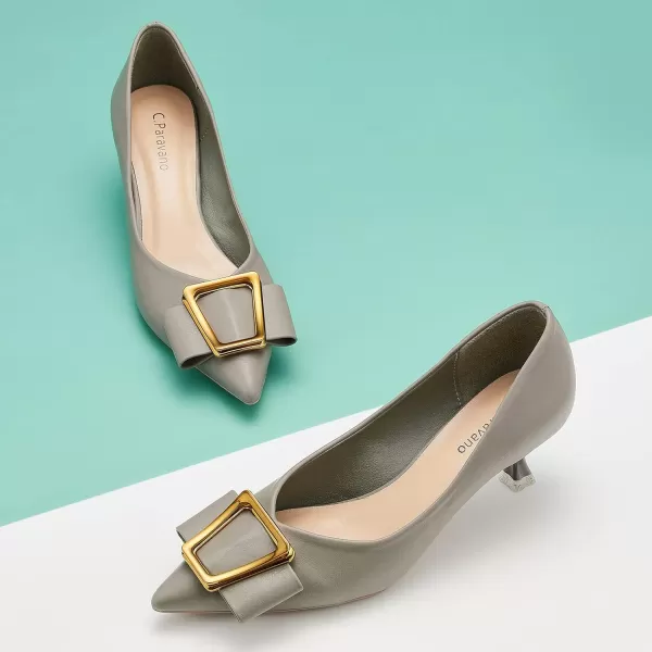C.Paravano Women's Pump I Pointed Toe Kitten Heel I Closed Toe Low Heel I Comfortable Dress Pump I Leather Wedding Shoes