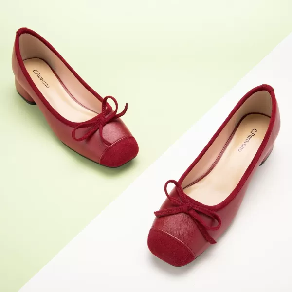 C.Paravano Women's Pump | Square Toe Low Block Heels | Closed Toe Chunky Heels | Leather Low Heel Pumps | Dress Wedding Shoes
