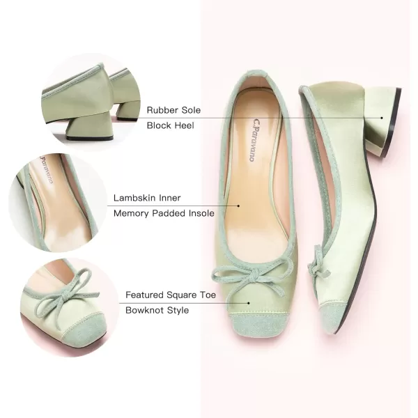 C.Paravano Women's Pump | Square Toe Low Block Heels | Closed Toe Chunky Heels | Leather Low Heel Pumps | Dress Wedding Shoes
