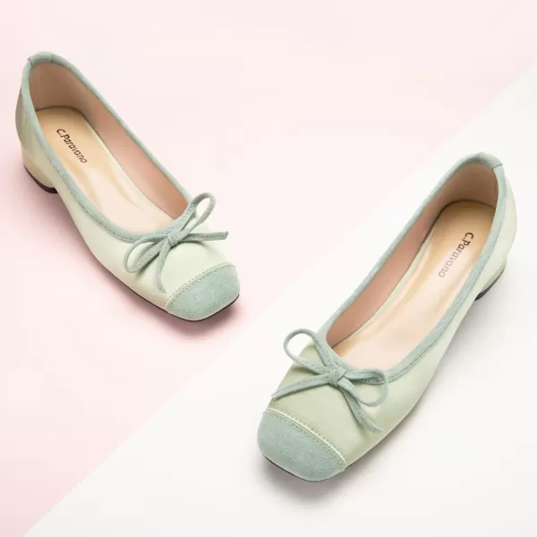 C.Paravano Women's Pump | Square Toe Low Block Heels | Closed Toe Chunky Heels | Leather Low Heel Pumps | Dress Wedding Shoes