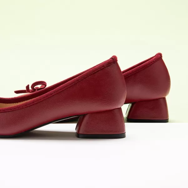 C.Paravano Women's Pump | Square Toe Low Block Heels | Closed Toe Chunky Heels | Leather Low Heel Pumps | Dress Wedding Shoes
