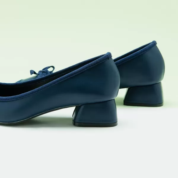 C.Paravano Women's Pump | Square Toe Low Block Heels | Closed Toe Chunky Heels | Leather Low Heel Pumps | Dress Wedding Shoes