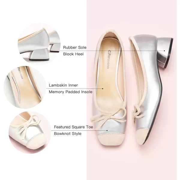 C.Paravano Women's Pump | Square Toe Low Block Heels | Closed Toe Chunky Heels | Leather Low Heel Pumps | Dress Wedding Shoes