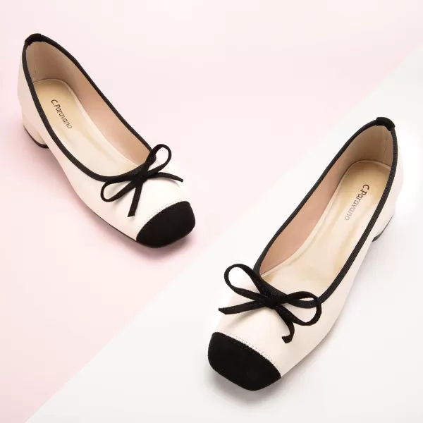 C.Paravano Women's Pump | Square Toe Low Block Heels | Closed Toe Chunky Heels | Leather Low Heel Pumps | Dress Wedding Shoes