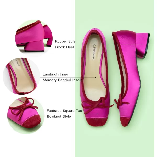 C.Paravano Women's Pump | Square Toe Low Block Heels | Closed Toe Chunky Heels | Leather Low Heel Pumps | Dress Wedding Shoes
