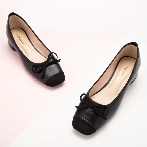 C.Paravano Women's Pump | Square Toe Low Block Heels | Closed Toe Chunky Heels | Leather Low Heel Pumps | Dress Wedding Shoes