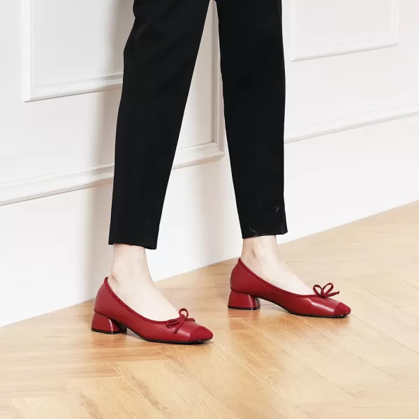 C.Paravano Women's Pump | Square Toe Low Block Heels | Closed Toe Chunky Heels | Leather Low Heel Pumps | Dress Wedding Shoes