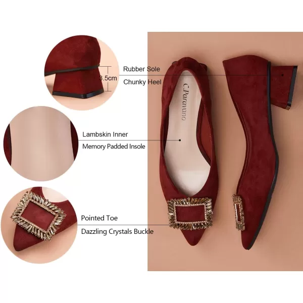 C.Paravano Women's Pump | Square Toe Low Block Heels | Closed Toe Chunky Heels | Leather Low Heel Pumps | Dress Wedding Shoes