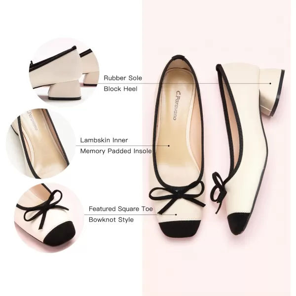 C.Paravano Women's Pump | Square Toe Low Block Heels | Closed Toe Chunky Heels | Leather Low Heel Pumps | Dress Wedding Shoes