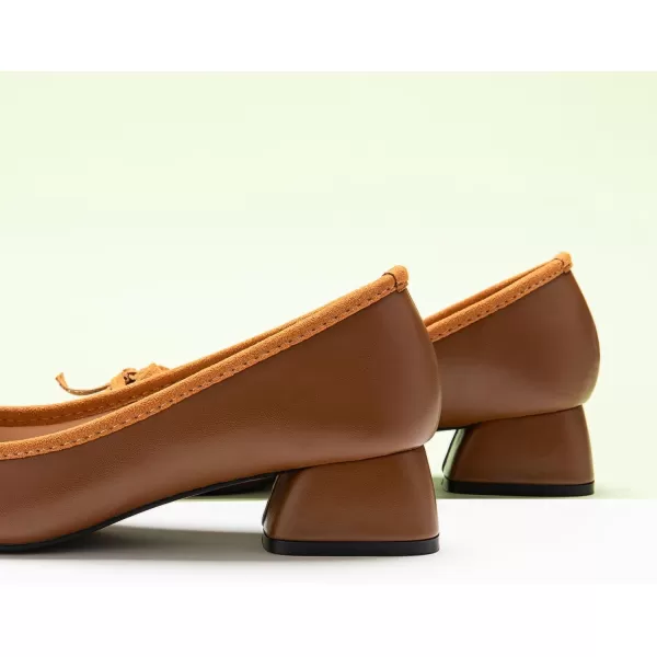 C.Paravano Women's Pump | Square Toe Low Block Heels | Closed Toe Chunky Heels | Leather Low Heel Pumps | Dress Wedding Shoes