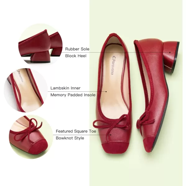 C.Paravano Women's Pump | Square Toe Low Block Heels | Closed Toe Chunky Heels | Leather Low Heel Pumps | Dress Wedding Shoes