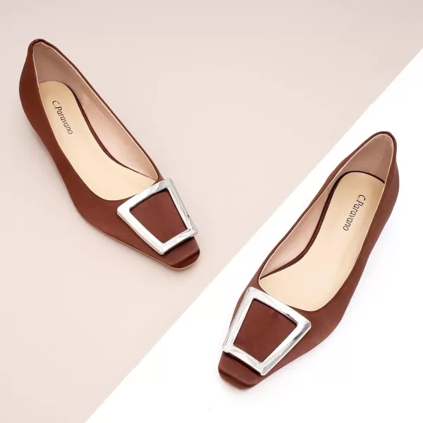 C.Paravano Women's Pumps | Closed Toe Chunky Heel | Leather Low Block Heels | Square Toe Low Heels | Dress Pumps Shoes | Pearl Ankle Strap Pumps Shoes