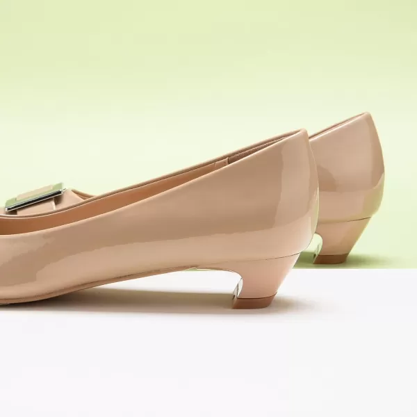 C.Paravano Women's Pumps | Closed Toe Chunky Heel | Leather Low Block Heels | Square Toe Low Heels | Dress Pumps Shoes | Pearl Ankle Strap Pumps Shoes