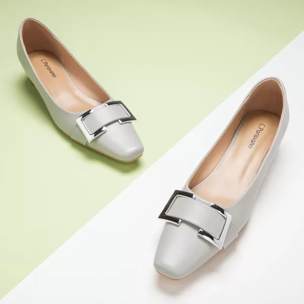 C.Paravano Women's Pumps | Closed Toe Chunky Heel | Leather Low Block Heels | Square Toe Low Heels | Dress Pumps Shoes | Pearl Ankle Strap Pumps Shoes