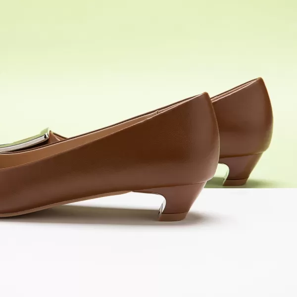 C.Paravano Women's Pumps | Closed Toe Chunky Heel | Leather Low Block Heels | Square Toe Low Heels | Dress Pumps Shoes | Pearl Ankle Strap Pumps Shoes