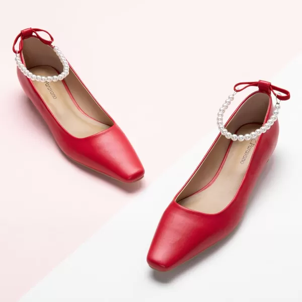 C.Paravano Women's Pumps | Closed Toe Chunky Heel | Leather Low Block Heels | Square Toe Low Heels | Dress Pumps Shoes | Pearl Ankle Strap Pumps Shoes