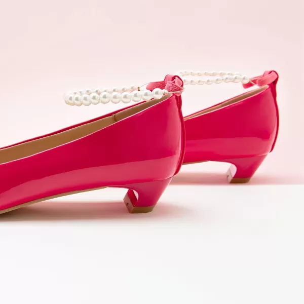 C.Paravano Women's Pumps | Closed Toe Chunky Heel | Leather Low Block Heels | Square Toe Low Heels | Dress Pumps Shoes | Pearl Ankle Strap Pumps Shoes