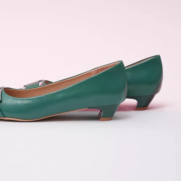 C.Paravano Women's Pumps | Closed Toe Chunky Heel | Leather Low Block Heels | Square Toe Low Heels | Dress Pumps Shoes | Pearl Ankle Strap Pumps Shoes