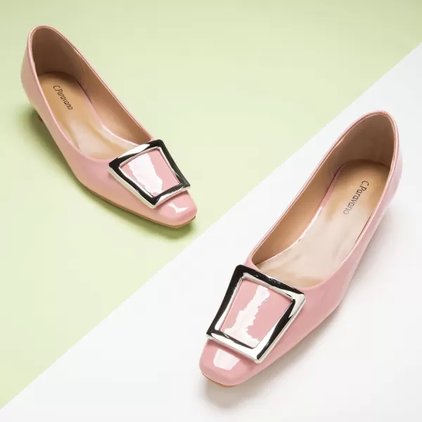 C.Paravano Women's Pumps | Closed Toe Chunky Heel | Leather Low Block Heels | Square Toe Low Heels | Dress Pumps Shoes | Pearl Ankle Strap Pumps Shoes