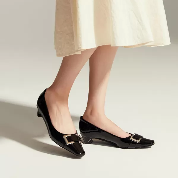 C.Paravano Women's Pumps | Closed Toe Chunky Heel | Leather Low Block Heels | Square Toe Low Heels | Dress Pumps Shoes | Pearl Ankle Strap Pumps Shoes