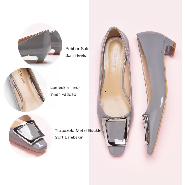 C.Paravano Women's Pumps | Closed Toe Chunky Heel | Leather Low Block Heels | Square Toe Low Heels | Dress Pumps Shoes | Pearl Ankle Strap Pumps Shoes