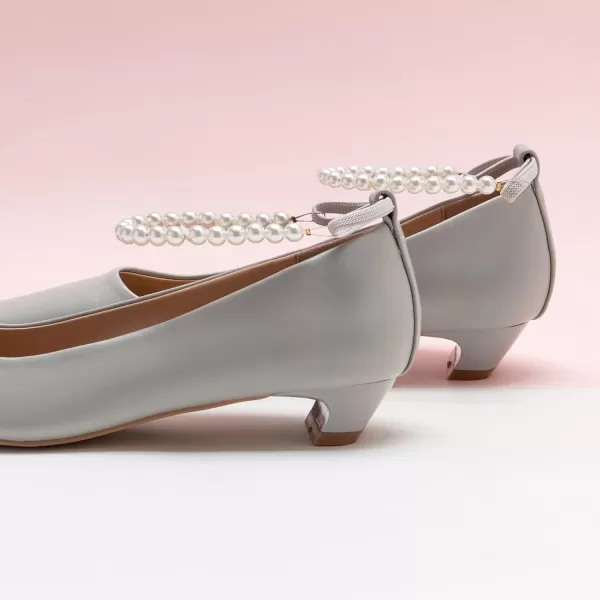 C.Paravano Women's Pumps | Closed Toe Chunky Heel | Leather Low Block Heels | Square Toe Low Heels | Dress Pumps Shoes | Pearl Ankle Strap Pumps Shoes