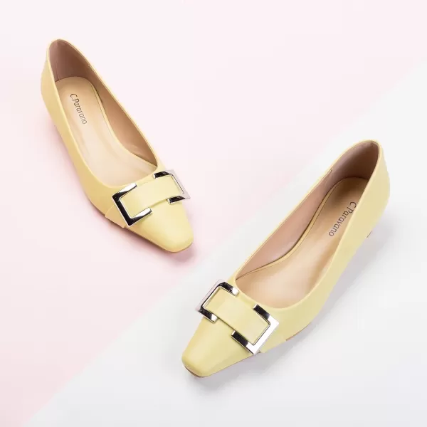 C.Paravano Women's Pumps | Closed Toe Chunky Heel | Leather Low Block Heels | Square Toe Low Heels | Dress Pumps Shoes | Pearl Ankle Strap Pumps Shoes