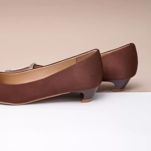 C.Paravano Women's Pumps | Closed Toe Chunky Heel | Leather Low Block Heels | Square Toe Low Heels | Dress Pumps Shoes | Pearl Ankle Strap Pumps Shoes