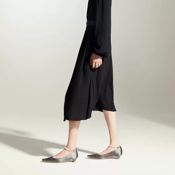 C.Paravano Women's Pumps | Closed Toe Chunky Heel | Leather Low Block Heels | Square Toe Low Heels | Dress Pumps Shoes | Pearl Ankle Strap Pumps Shoes
