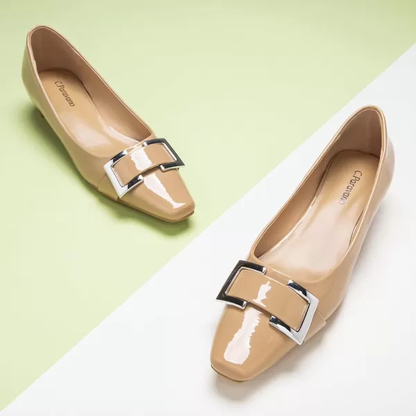 C.Paravano Women's Pumps | Closed Toe Chunky Heel | Leather Low Block Heels | Square Toe Low Heels | Dress Pumps Shoes | Pearl Ankle Strap Pumps Shoes