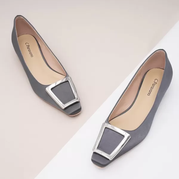 C.Paravano Women's Pumps | Closed Toe Chunky Heel | Leather Low Block Heels | Square Toe Low Heels | Dress Pumps Shoes | Pearl Ankle Strap Pumps Shoes