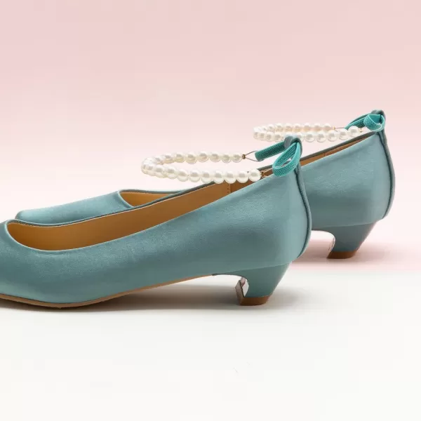 C.Paravano Women's Pumps | Closed Toe Chunky Heel | Leather Low Block Heels | Square Toe Low Heels | Dress Pumps Shoes | Pearl Ankle Strap Pumps Shoes
