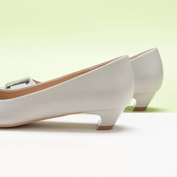 C.Paravano Women's Pumps | Closed Toe Chunky Heel | Leather Low Block Heels | Square Toe Low Heels | Dress Pumps Shoes | Pearl Ankle Strap Pumps Shoes