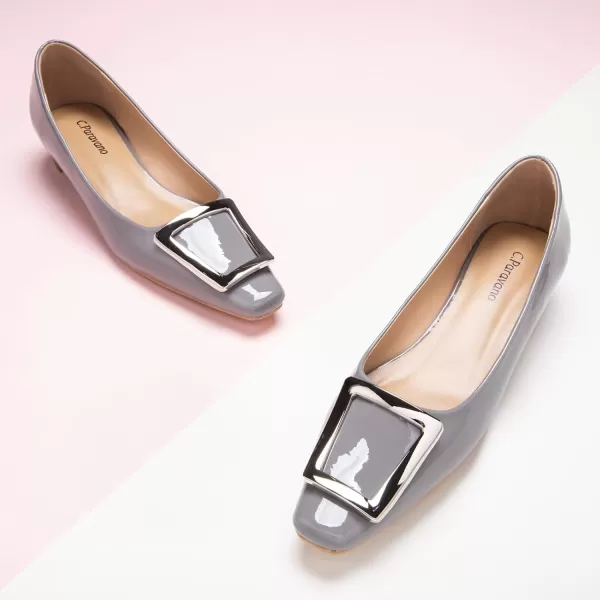 C.Paravano Women's Pumps | Closed Toe Chunky Heel | Leather Low Block Heels | Square Toe Low Heels | Dress Pumps Shoes | Pearl Ankle Strap Pumps Shoes