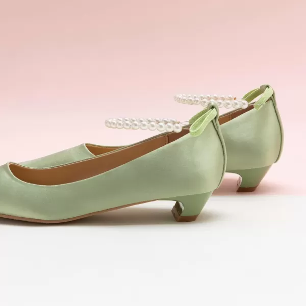 C.Paravano Women's Pumps | Closed Toe Chunky Heel | Leather Low Block Heels | Square Toe Low Heels | Dress Pumps Shoes | Pearl Ankle Strap Pumps Shoes