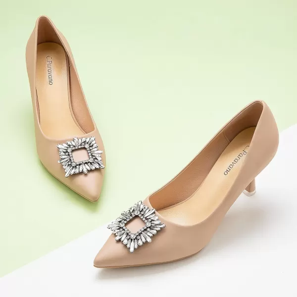 C.Paravano Women's Pumps I Pointed Toe Kitten Heel I Closed Toe Dress Pump I Comfortable Wedding Shoes