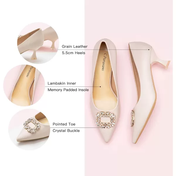 C.Paravano Women's Pumps I Pointed Toe Kitten Heel I Closed Toe Dress Pump I Comfortable Wedding Shoes
