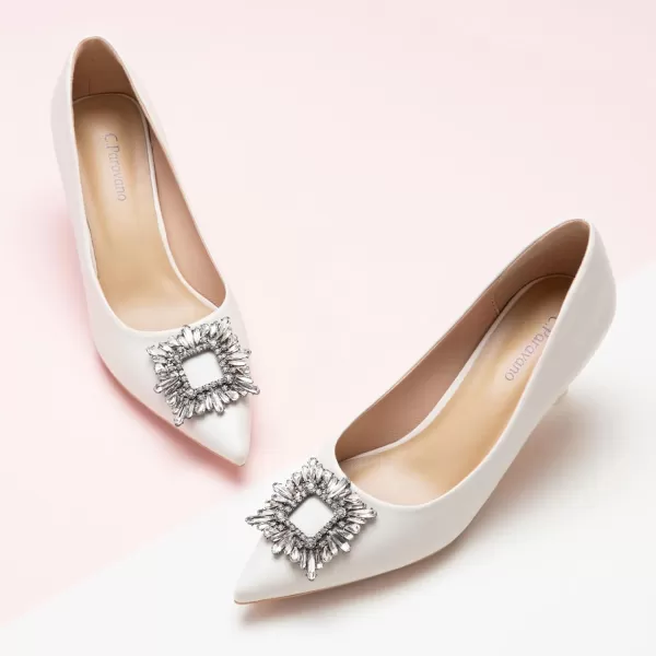 C.Paravano Women's Pumps I Pointed Toe Kitten Heel I Closed Toe Dress Pump I Comfortable Wedding Shoes