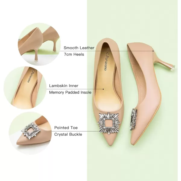 C.Paravano Women's Pumps I Pointed Toe Kitten Heel I Closed Toe Dress Pump I Comfortable Wedding Shoes
