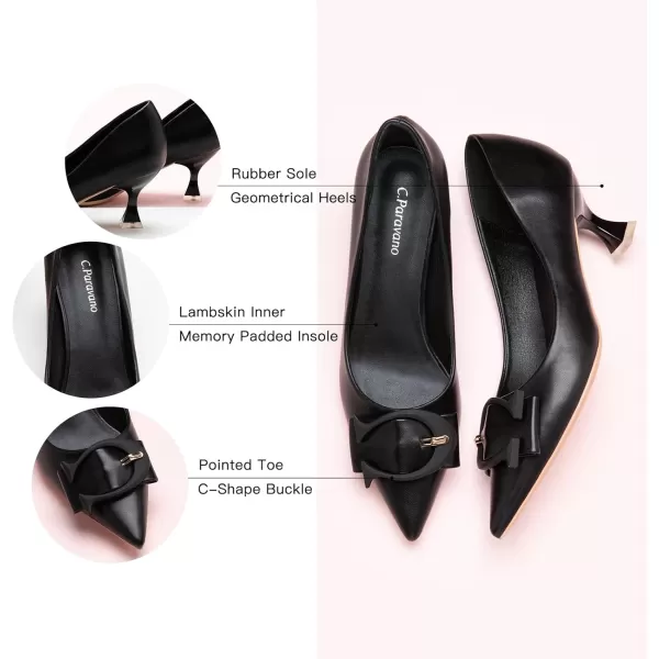C.Paravano Women's Pumps | Low Heel for Women | Womens Designer Pumps | Kitten Heels for Women | Womens Short Heels | Leather Pumps for Women