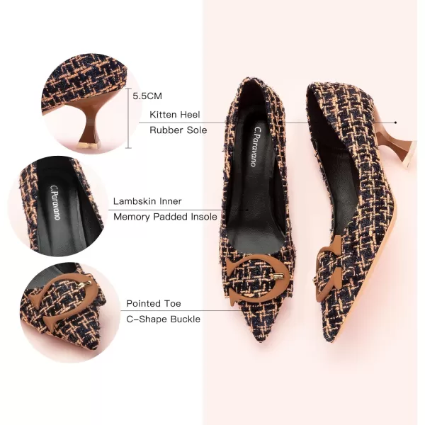 C.Paravano Women's Pumps | Low Heel for Women | Womens Designer Pumps | Kitten Heels for Women | Womens Short Heels | Leather Pumps for Women