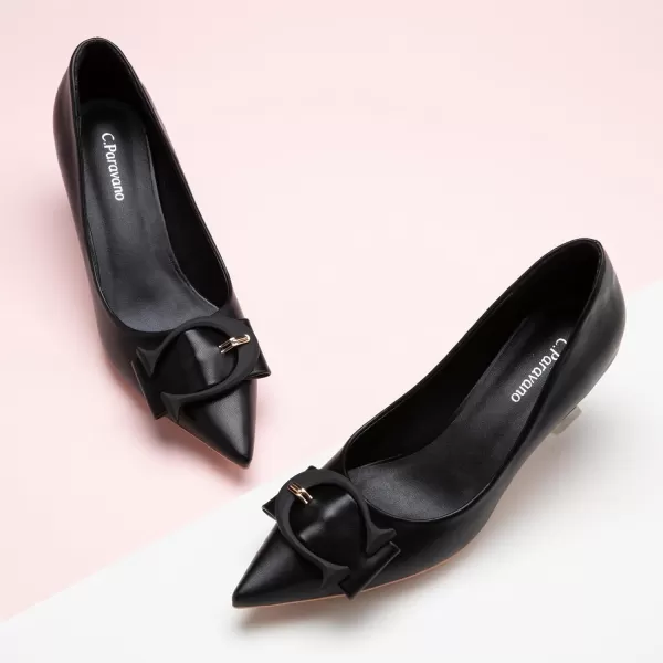 C.Paravano Women's Pumps | Low Heel for Women | Womens Designer Pumps | Kitten Heels for Women | Womens Short Heels | Leather Pumps for Women