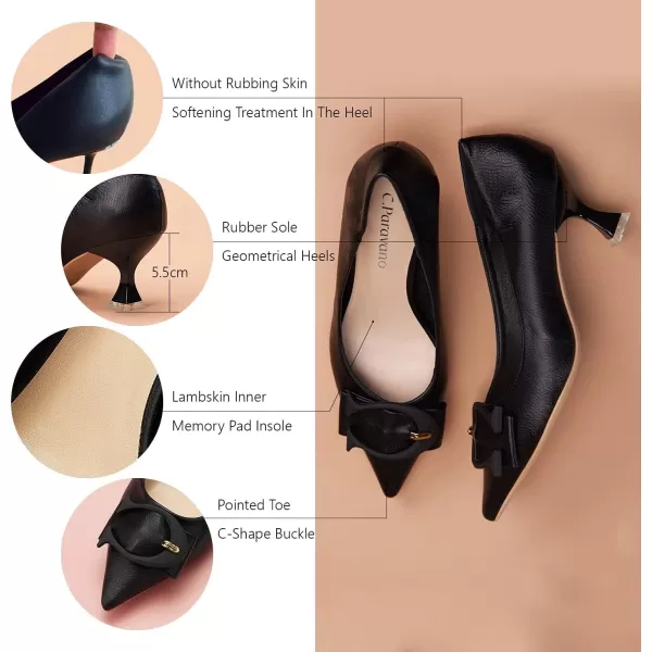 C.Paravano Women's Pumps | Low Heel for Women | Womens Designer Pumps | Kitten Heels for Women | Womens Short Heels | Leather Pumps for Women