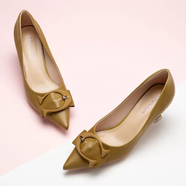 C.Paravano Women's Pumps | Low Heel for Women | Womens Designer Pumps | Kitten Heels for Women | Womens Short Heels | Leather Pumps for Women