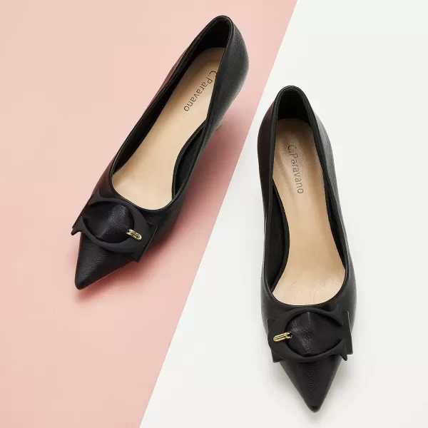 C.Paravano Women's Pumps | Low Heel for Women | Womens Designer Pumps | Kitten Heels for Women | Womens Short Heels | Leather Pumps for Women