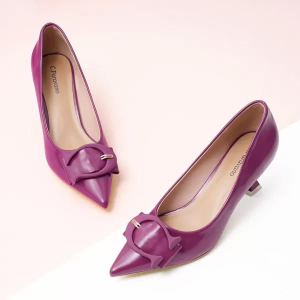 C.Paravano Women's Pumps | Low Heel for Women | Womens Designer Pumps | Kitten Heels for Women | Womens Short Heels | Leather Pumps for Women