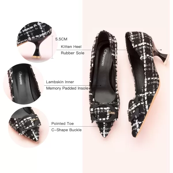 C.Paravano Women's Pumps | Low Heel for Women | Womens Designer Pumps | Kitten Heels for Women | Womens Short Heels | Leather Pumps for Women
