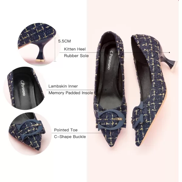 C.Paravano Women's Pumps | Low Heel for Women | Womens Designer Pumps | Kitten Heels for Women | Womens Short Heels | Leather Pumps for Women